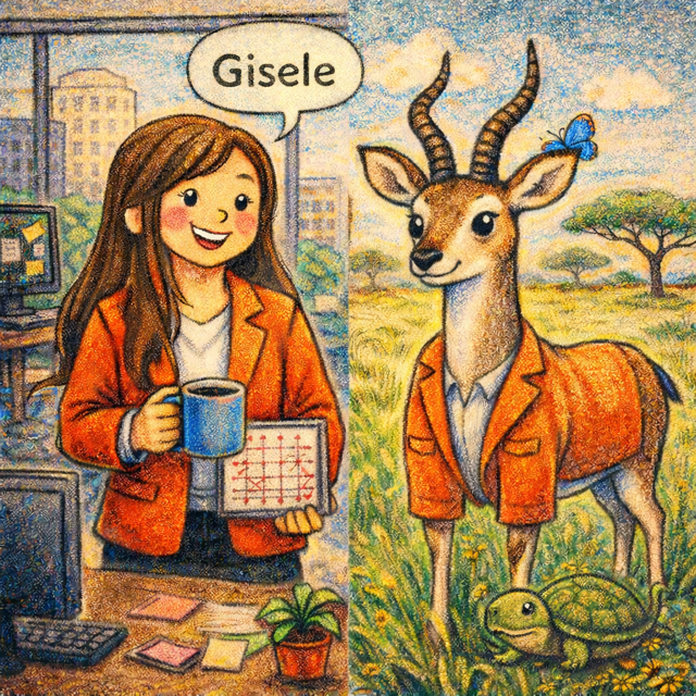 There goes Gisele the Gazelle.